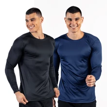 Kit 2 Camisas Camiseta Dryfit Segunda Pele Com Proteção Uv50+ - Azul Marinho - Visão 2
