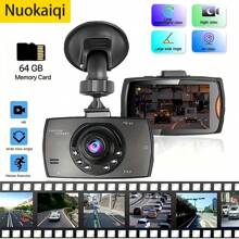 Nuokaiqi Grabadora DVR de coche Nuokaiqi, cámara de salpicadero Full HD, visión nocturna, cámara de salpicadero de ángulo amplio con tarjeta de 64GB