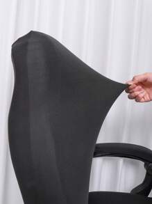 Cubierta universal de silla de oficina de unicolor con alta elasticidad para las cuatro estaciones, cubierta para escritorio y silla de computadora, cubierta para silla de computadora, cubierta para silla de jefe, cubierta elástica para silla, decoración del hogar - Negro - Ver 6