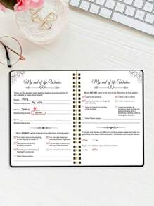 临终计划书，5.7*8.1英寸临终愿望书，内页包含紧急备忘录，用于家庭信件、护理计划、葬礼愿望、遗嘱和文件存储，适合返校用品