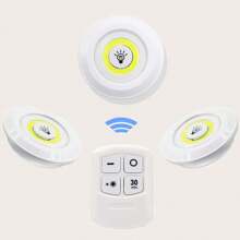 1 套（3 件 + 1 个控制器）16 个 LED 暖光橱柜灯，可调光，遥控，适用于厨房橱柜照明、卧室小夜灯 - 白色殼 - 查看 11