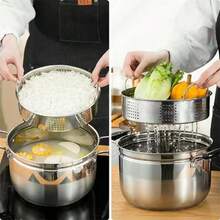 Stainless Steel Pot With Steamer Rack Set, Thick Steamer Pot And Soup Pot, Rice Cooker Seafood Boil - Solid Color Stainless Steel Pot With Steamer Grid - View 9