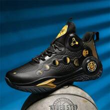 1 双黑色皮革篮球鞋，多层防滑耐磨 TPR 外底，减震、弹性好，专业运动鞋，适合青少年和户外使用 - 黑色 - 查看 14