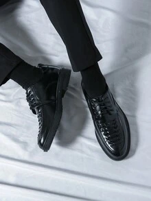 Giày da công sở mũi nhọn buộc dây cho nam - màu đen - Xem 4