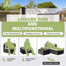 Flamaker 3 Pieces Outdoor Patio Furniture Set Wicker Sectional Sofa - 米色 - 查看 5