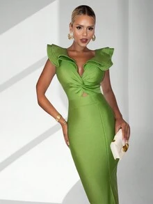 Britney Women's Midi Dress - màu xanh lá - Xem 3