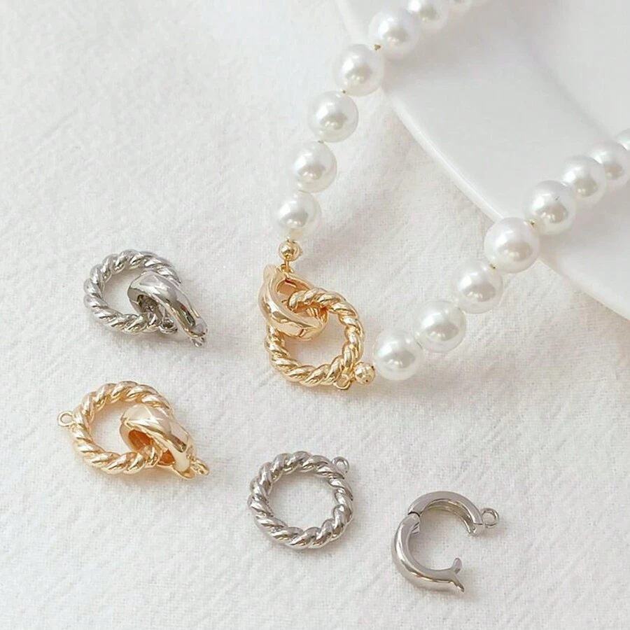 1pc/5pcs Color-Preserving Twisted Rope Clasp Connection Buckle Round Beaded Bracelet Necklace DIY Jewelry Accessories