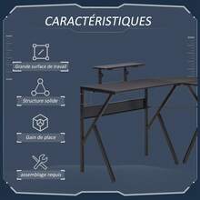 HOMCOM Table d'ordinateur à roulettes - Noir - Voir 6