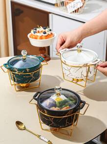 3 件套陶瓷盘，适用于餐厅、家庭、厨房、炊具 - 烤盘、带盖砂锅、铁架，适用于面包、火鸡、奶酪、披萨、户外、婚礼、派对、礼物、生日、圣诞节海鲜煮、感恩节礼物、丰收节、家庭晚餐 - 彩色 - 查看 10