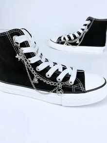 2 chiếc dây xích kim loại nhiều lớp hình chú chó con dễ thương, dây xích sắt bạc, đồ trang trí hoạt hình đáng yêu cho giày thể thao, giày vải, bốt, tự làm - Bạc - Xem 4