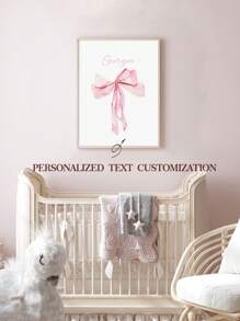1 pieza Póster de arte estilo lazo con nombre personalizado, pintura en lienzo con letra, póster nórdico, decoración de pared para habitación de niños, accesorio, imagen colgante regalo de Navidad, Día de San Valentín, decoración Día de San Valentín, sin marco