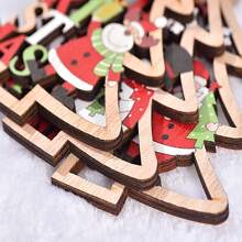 1pc Wooden Christmas Tree Frame, Santa, Reindeer & Snowman Painted Ornament, Christmas Tree Decoration,Home Decor ,Room Decor,Wall Decor