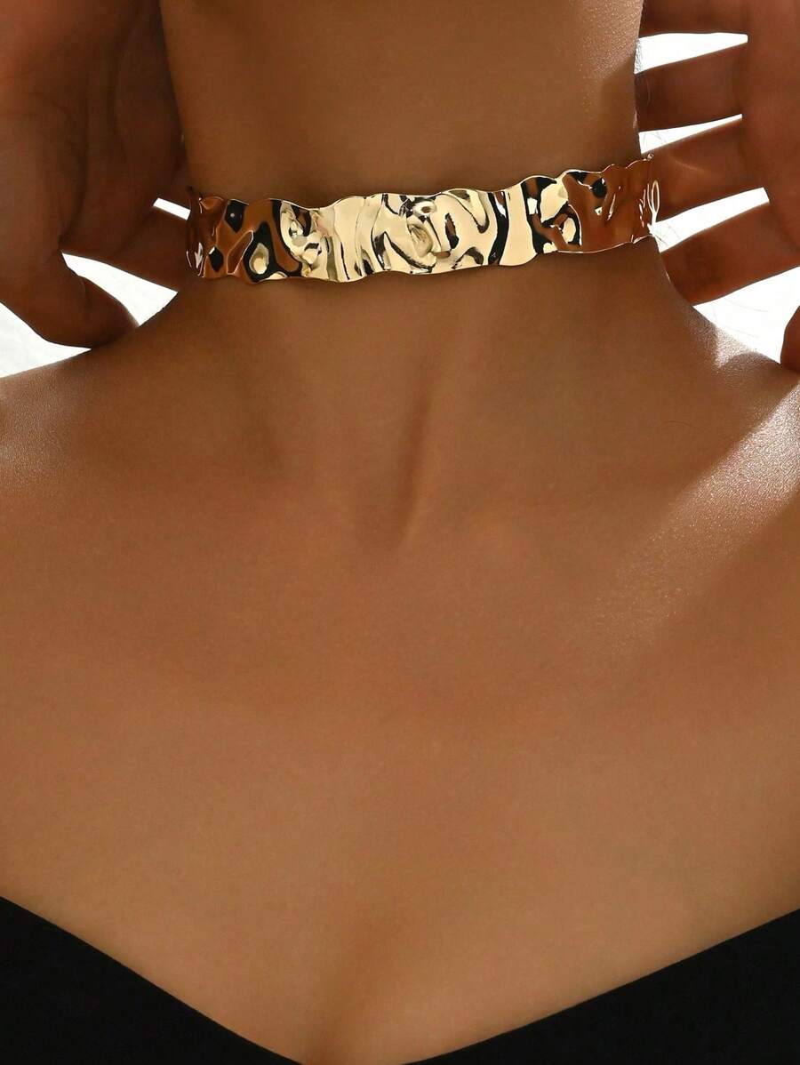 1pc Classic Gold Choker Necklace, Suitable For Daily Wear - Yellow Gold - View 1
