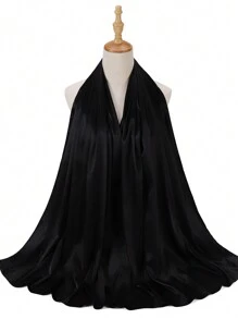 1pc Women Shiny Satin Glitter Hijab For Dress