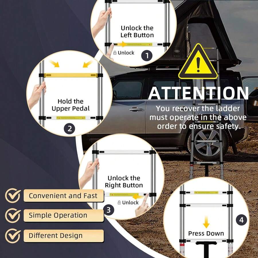 Telescoping Ladder Aluminum Extension Ladder Folding Compact Portable