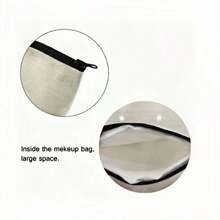 帆布充电器线收纳袋 - 不防水电子配件袋，带有有趣的充电器印花，男女通用旅行充电器线整理器化妆品整理器化妆品收纳袋迷你袋旅行小化妆盒配件化妆架刷子袋化妆容器化妆包旅行必需品女士配件旅行用品化妆包学校用品化妆包假日必需品化妆包化妆袋假日冬季返校用品 - 白色 - 查看 5