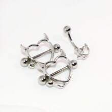 3pcs Navel Ring & Nipple Piercing Set, Demoness Heart Shaped Design, Vacuum Coating & Gold Plating, Enjoy Your Body Piercing. Best Gift For Birthday, Christmas, Anniversary, Valentine's Day, Wedding, Occupation, Formal Dance, Halloween Party, Etc. Valentines,Mom,Mother,Mother's Day,Gift - 3 Pieces Of Heart Devil - View 5