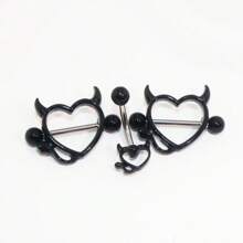 3pcs Navel Ring & Nipple Piercing Set, Demoness Heart Shaped Design, Vacuum Coating & Gold Plating, Enjoy Your Body Piercing. Best Gift For Birthday, Christmas, Anniversary, Valentine's Day, Wedding, Occupation, Formal Dance, Halloween Party, Etc. Valentines,Mom,Mother,Mother's Day,Gift - 3 Pieces Of Heart Devil - View 10