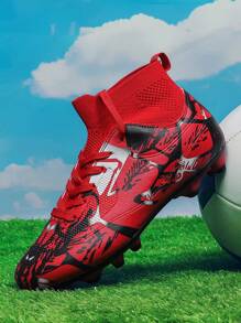 Men's Outdoor Training Long Spike Football/Running Shoes - Red - View 1