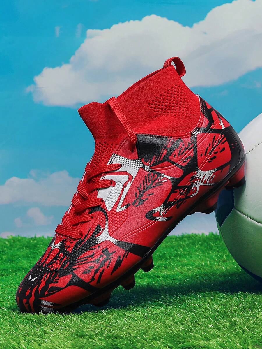 Men's Outdoor Training Long Spike Football/Running Shoes - Red - View 1