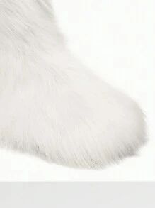 Women Winter Boots Fluffy Flat Snow Boots Slip-On Knee-High Boots Furry Boots Ladies Shoes Go With Dress Great For Festival And Party Occasion Mid-Calf Black Boots - 白色 - 查看 9