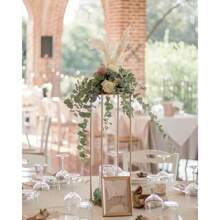 HOHOBLA LOYALHEARTDY-BTG 10 Pcs Gold Wedding Flower Centerpiece, Metal Flower Holder Flower Arrangement, 24in/60cm Tall Geometric Centerpieces Vase For Table, Home Party Wedding Decorations Flower Rack[Best Gift For Family&Friends]