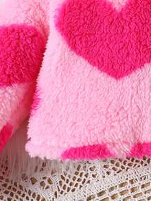 Baby Girl Cute Fluffy Heart Cutout Square Neck Sweater + Black Wide Leg Overalls Pants 2pcs Set