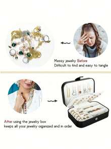 1pc Jewelry Organizer Box, Multi-Functional Storage Case For Necklace, Earring, Jewelry, Lipstick, Ring, Cosmetic - Multicolor - View 5