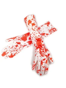 1 Pair Of Blood Stained Socks/Gloves For Halloween Party Costume Role Play, Horror Bloody Socks/Gloves Blood Splatter Costume Role Play Accessories, Suitable For Halloween Decoration Horror Theme Dress Up Role Play Props