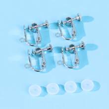 4 Pieces Clip-On Earrings Converter Components With Post For Non-Pierced Ears And Comfort Earring Pads