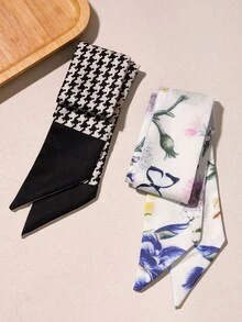 2 件套人字形大花朵双面发带发饰 - 彩色 - 查看 3