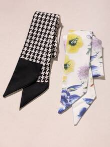 2 件套人字形大花朵双面发带发饰 - 彩色 - 查看 1