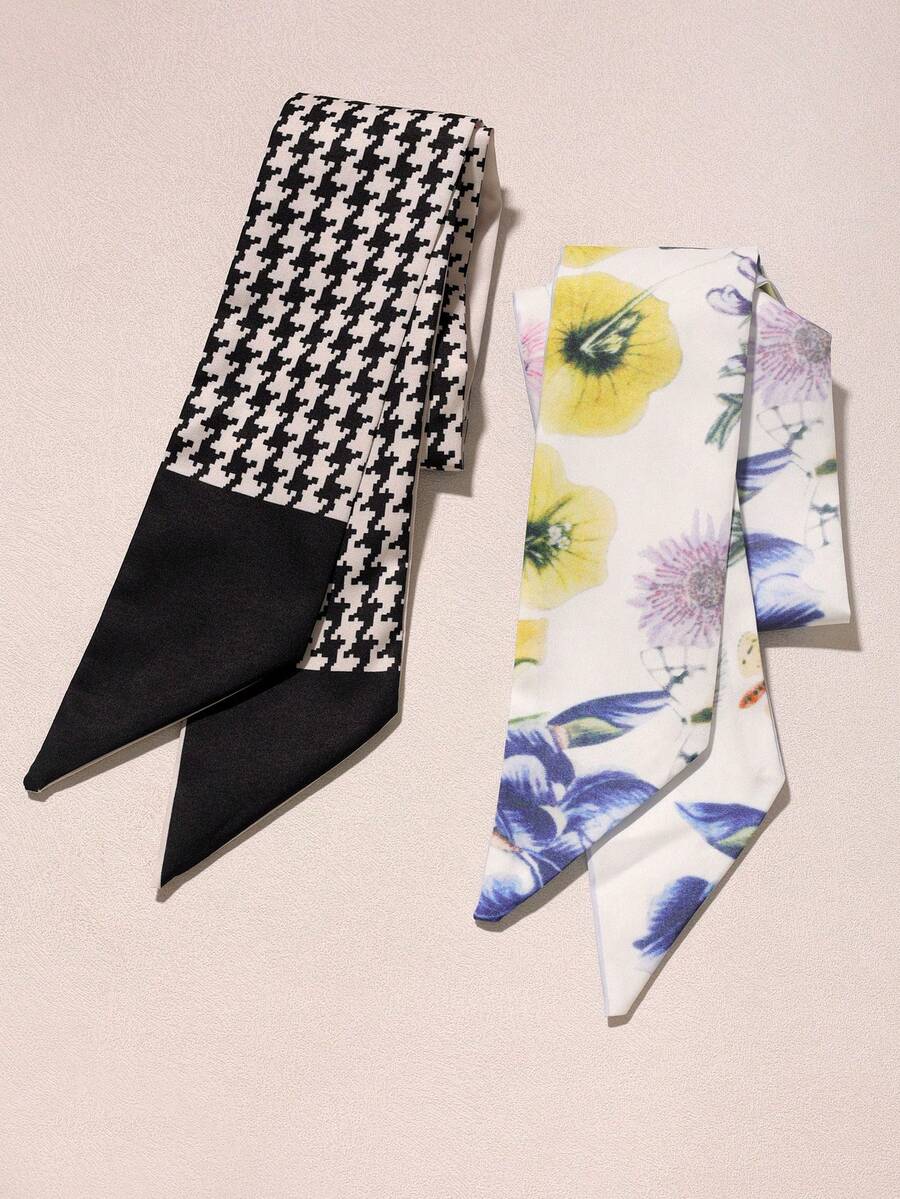 2 件套人字形大花朵双面发带发饰 - 彩色 - 查看 1