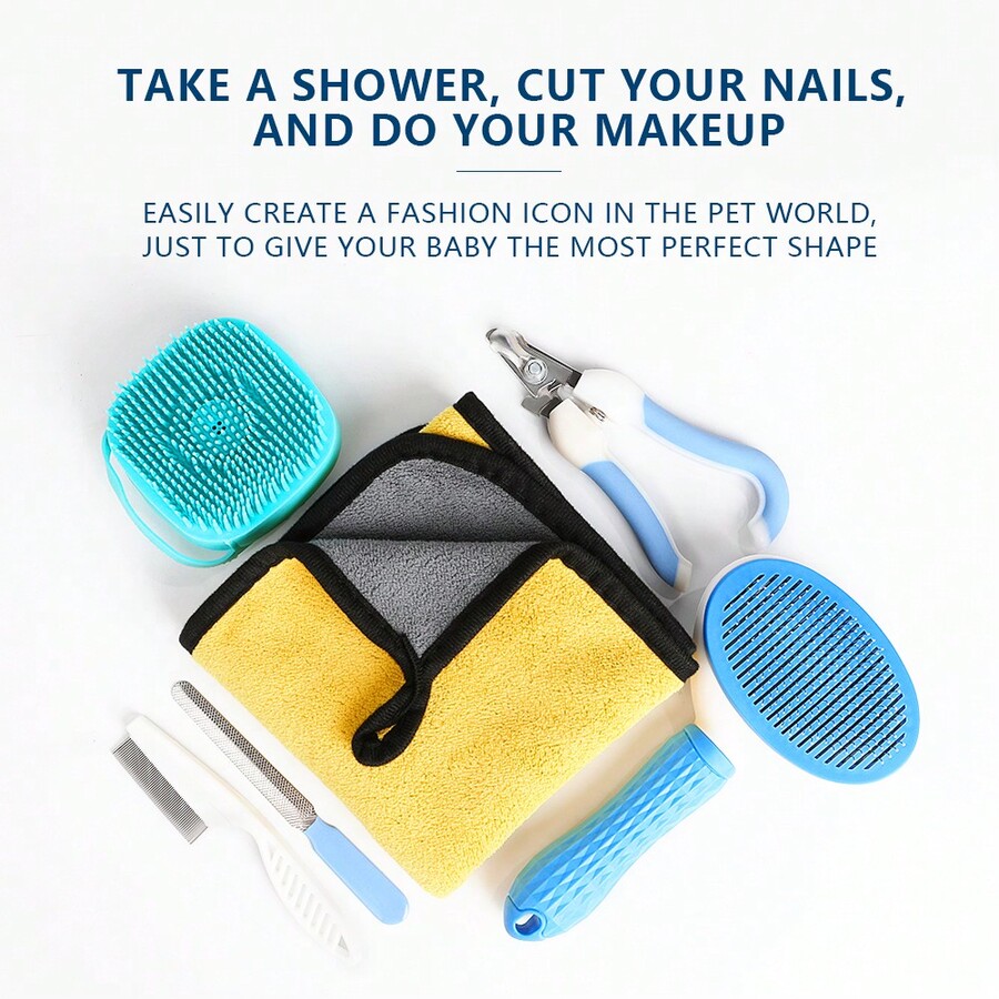 Pet Grooming Kit Includes Cleaning, Bathing, Massage, Grooming Brushes