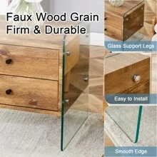 Double-Drawer Bedside Table. The Board Surface Is MDF Sticker, And Both Sides Are Transparent Tempered Glass. The Design Is Simple And Elegant, With Excellent Storage Functions.