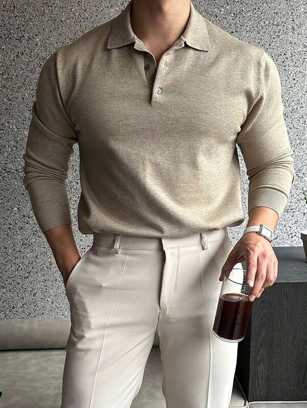 Suéter polo casual de negocios para hombre