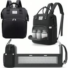 Baby Changing Bag Diaper Bag Large Nappy Backpack With Portable Changing Mat UK - Black - View 3