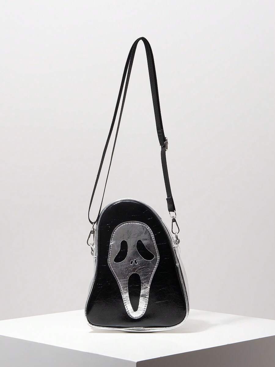 朋克风格万圣节包、哥特式骷髅手提包、奇特单肩包、Y2K 撞色斜挎包、派对钱包，适合节日使用且男女通用（图案随机） - 彩色 - 查看 1