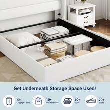 Allewie Lift Up Storage Bed With Modern Wingback Headboard, Hydraulic Storage, No Box Spring Needed, Full/Queen/King Size Bed Frame * Bed Frame Queen Queen Bed Frame Bed Frame Full Full Size Bed Frame King Size Bed Frame Twin Bed Frame Room Decor Home Decor Christmas Decor Bedroom Decor Valentine Day Decor Storage Living Room Decor Furniture House Decor - 白色 - 查看 5