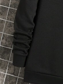 男士休闲趣味骷髅字母印花长袖套头衫 秋季 - 黑色 - 查看 4