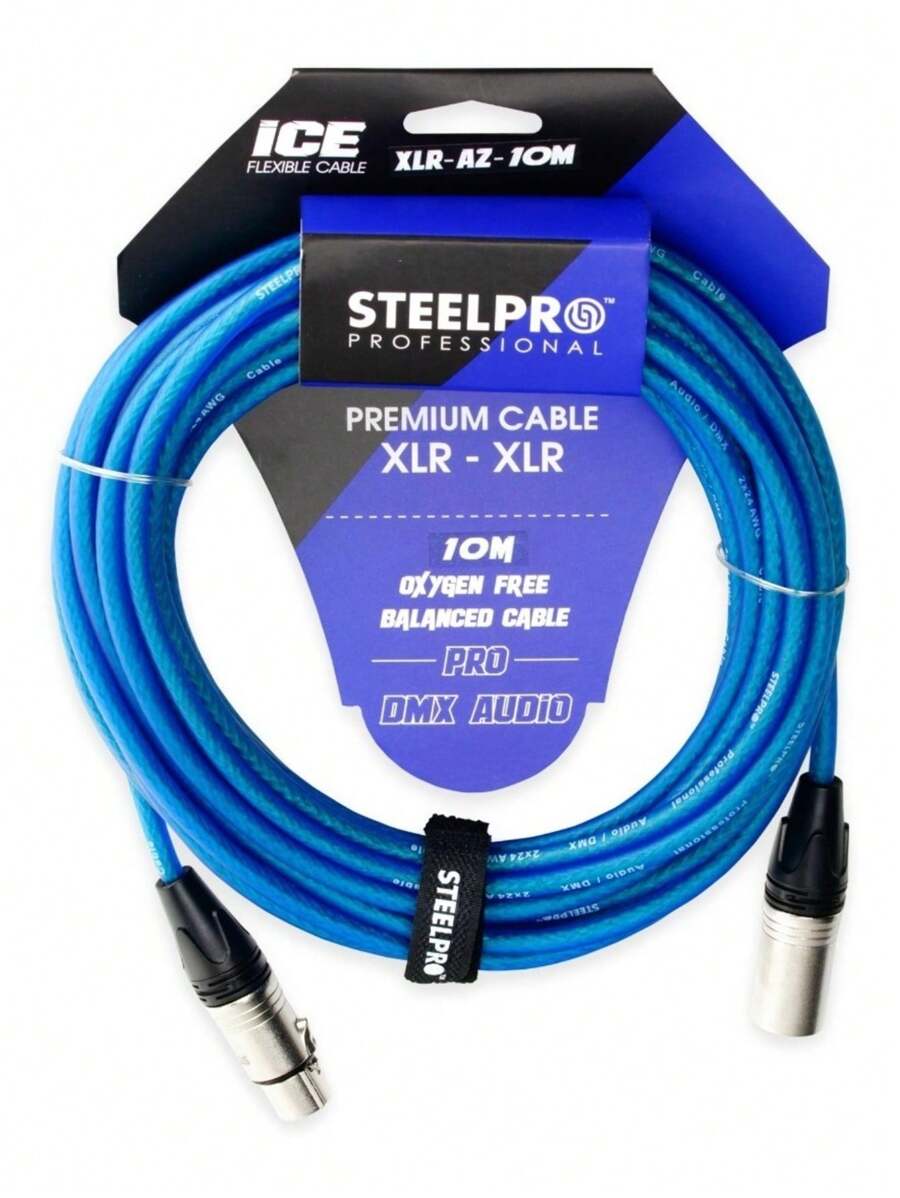 10m Professional Balanced XLR Cable Male - Female Steelpro