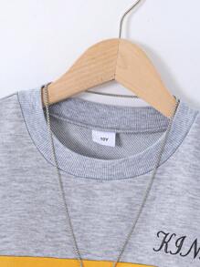 2pcs Tween Boy Crew Neck Long Sleeve Print & Pants Set, Autumn/Winter - Multicolor - View 3