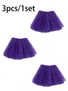 Vestido de tutú de pastel de ballet colorido, colores brillantes, estrellas y luna con lentejuelas brillantes, vestido de gasa multicapa, disponible en sets de 1 pieza, 3 piezas o 5 piezas, adecuado para jugar a la princesa de hadas, actividades de fiesta festiva. Accesorios del Día de San Valentín - A - Ver 26