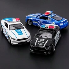 1 pieza Coche de policía miniatura de aleación de zinc, con retroceso: regalos de fiesta coloridos, juguetes, adornos de coche, adornos de habitación para mejorar las habilidades manuales de los niños, ¡diversión y educación científica en el festival escolar! Dar regalos en Navidad, coches, modelos de coches, coches en miniatura, Mustang, coche de policía, Mustang, cosas de policía, coche de policía para niños, de vuelta a la escuela