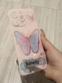 Ốp lưng điện thoại không viền kim loại hình bướm hồng nữ tính mới tương thích với iPhone 11/12/13/14/15 Pro Max Series Quà tặng sinh nhật cho bạn gái Quà tặng ngày lễ tình nhân, Quà tặng Giáng sinh - Trong sáng - Xem 4