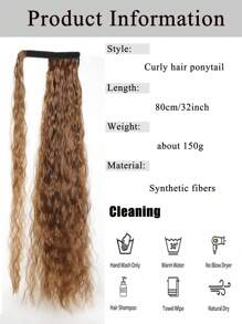 Synthetic Ponytail 32 Inch Super Long Curly Wrap Around Pony Tail Hairpieces For Women Clip In Fake Wig Extensions - Mocha Brown - View 5