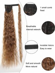 Synthetic Ponytail 32 Inch Super Long Curly Wrap Around Pony Tail Hairpieces For Women Clip In Fake Wig Extensions - Mocha Brown - View 3