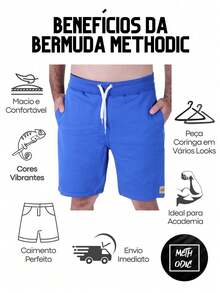 Men's Plain Sport Bermuda Shorts 100% Cotton - 酒紅色 - 查看 6