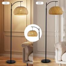 Boho Rattan Floor Lamp – Handwoven Bamboo Standing Lamp For Living Room, Bedroom & Natural Home Decor - Xem 4