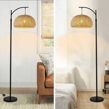 Boho Rattan Floor Lamp – Handwoven Bamboo Standing Lamp For Living Room, Bedroom & Natural Home Decor - Xem 6